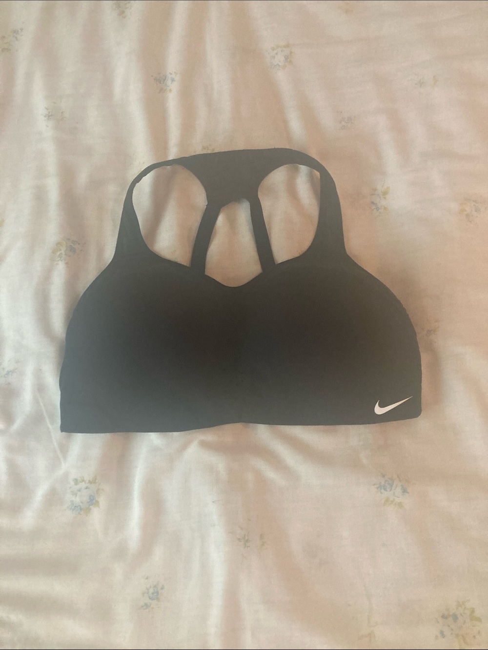 Nike Black Racerback Padded Sports Bra with White Swoosh